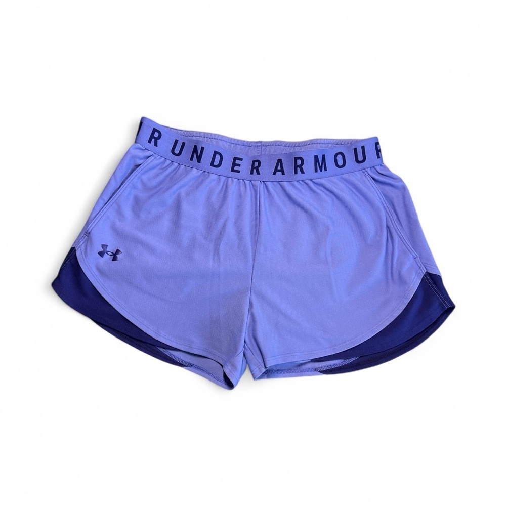 Under Armour Women's periwinkle/navy Llay-up Athletic Shorts: sz S